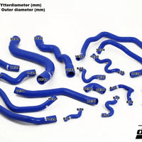 SAAB 9-3 2.8t V6 2006- Coolant hoses Blue/Black